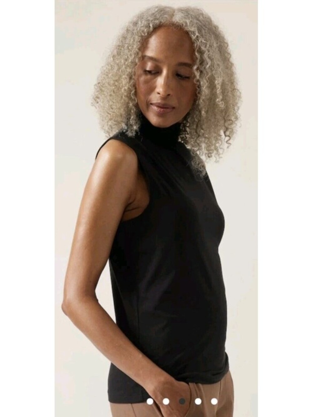 Athleta XL Black Outbound Mock Neck Tank Sleeveless Stretchy Top